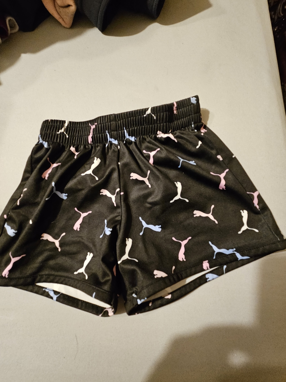 Puma Black Shorts with Pink & Blue Puma Logo Print